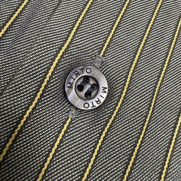 Mirto Dress Shirt Striped Blue/Yellow Made in Spain 100% Cotton 43 17 XL - Picture 4 of 9